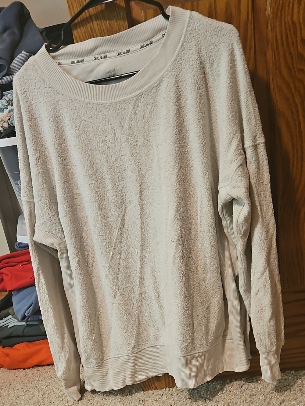 aerie Cream Plush Crewneck Sweater